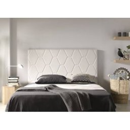 Matris Cabecero tapizado polipiel blanco roto con tachuelas, cama de 105 cm