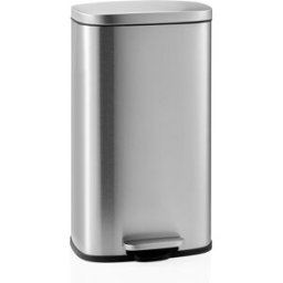hjh OFFICE Cubo de basura de acero de 30 litros plateado