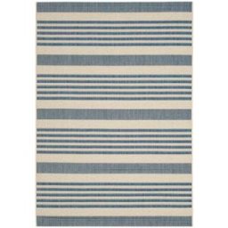 Safavieh Alfombra rayas de polipropileno beige/azul, 122 x 170 cm
