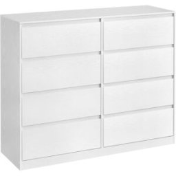 VASAGLE Cómoda con 8 cajones de mdf de color blanco