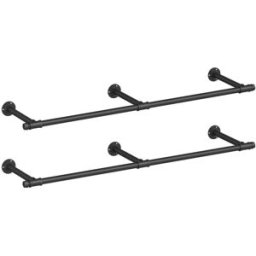 SONGMICS 2 percheros de pared de 170 cm de metal de color negro