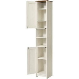 SONGMICS HOME Mueble de baño estrecho con estantes de color blanco y marrón