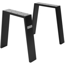ML-Design 2x Patas de mesa industrial loft 44x42 cm en acero negro mate forma U