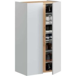 Home Heavenly Zapatero con 2 puertas y 6 estantes regulables, en color blanco