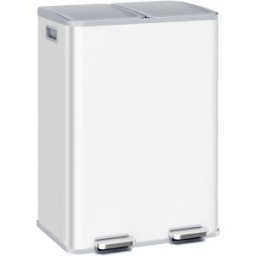 SONGMICS Cubo de basura de pedal 2 x 30 l 2 compartimentos de acero