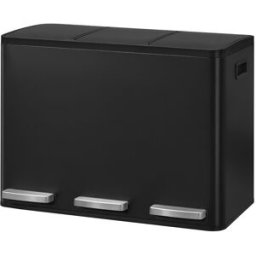 SONGMICS Cubo de basura 3 compartimentos de acero de color negro