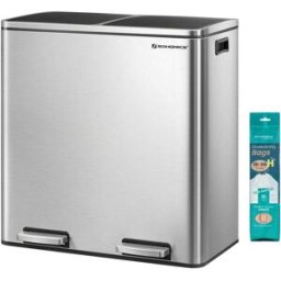 SONGMICS Cubo de basura de reciclaje 2 x 30 l con pedal de acero