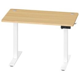 VASAGLE Escritorio elevable eléctrico 100x60 cm de color roble y blanco