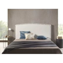 Matris Cabecero polipiel blanco roto con tachuelas hecho a mano, cama 80 cm