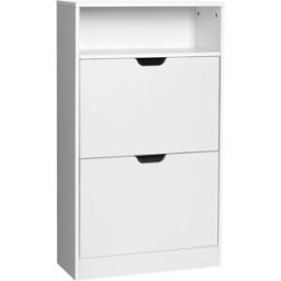 VASAGLE Zapatero de entrada con 2 puertas de color blanco