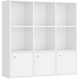 VASAGLE Estantería de cubos con puertas de color blanco