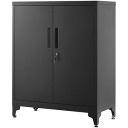 SONGMICS Armario de oficina con cerradura de color negro