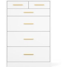 VASAGLE Cómoda para dormitorio con 6 cajones de color blanco