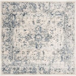 Safavieh Alfombra tradicional de polipropileno blanco/azul, 122 x 122 cm