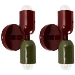 Beliani Conjunto de 2 lámparas de pared metal rojo verde