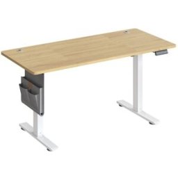 SONGMICS Escritorio eléctrico ajustable 140 cm de color roble y blanco