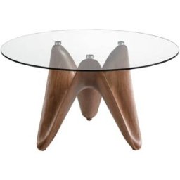 Angel Cerda Mesa comedor redonda cristal templado y nogal - 130 x 75