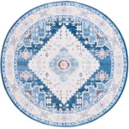 Safavieh Alfombra tradicional de poliéster azul/blanco, 183 cm