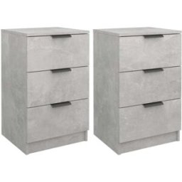Maison Chic Juego de 2 mesitas de noche color madera gris hormigón 40x36x65 cm