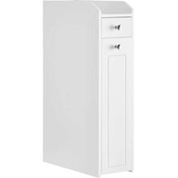 VASAGLE Armario de baño estrecho con 2 cajones de color blanco