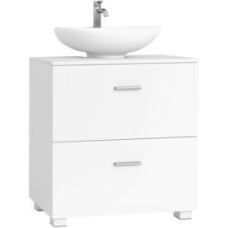 VASAGLE Mueble bajo lavabo con 2 cajones de color blanco