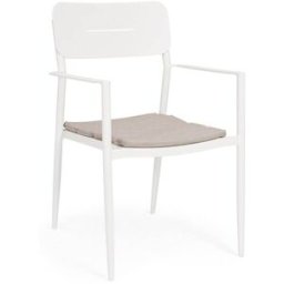 Outdoor living Conjunto de 4 sillas de aluminio de olefina en blanco roto