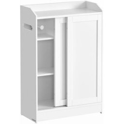 VASAGLE Armario de baño con puertas correderas de color blanco