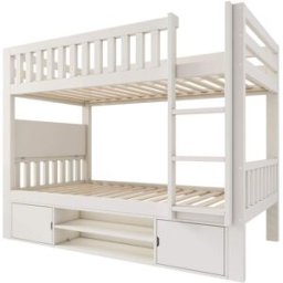 OKWISH Litera infantil blanca de madera con mesa abatible 90x200 cm