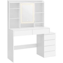 VASAGLE Tocador con espejo y luces led de color blanco
