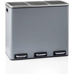 hjh OFFICE Cubo de basura de acero de 54 litros gris oscuro