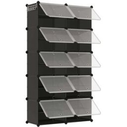 SONGMICS Zapatero modular para 40 pares de plástico negro