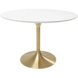 Kare Design Mesa de comedor 6 plazas redonda blanca y dorada D120