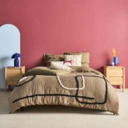 sweeek Set de 2 mesita de noches con 2 cajones, decoración madera, natural