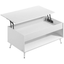 VASAGLE Mesa de centro con tablero elevable de color blanco