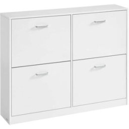 VASAGLE Zapatero con 4 puertas abatibles de color blanco