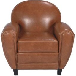 Maison Pavane Sillón camel de serraje de cuero revestido