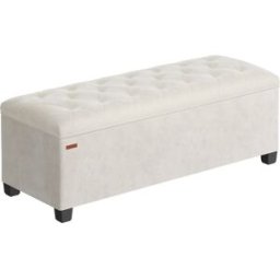 SONGMICS Baúl de almacenaje de 110 cm de color blanco y negro