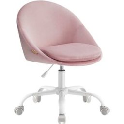 SONGMICS Silla de oficina ajustable de terciopelo rosa