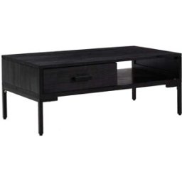 Prolenta Premium Mesa de centro madera de pino negra 90 x 50 x 35 cm
