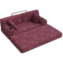 OKWISH Sofá vino tinto de pana con respaldo alto 168x80x81 cm