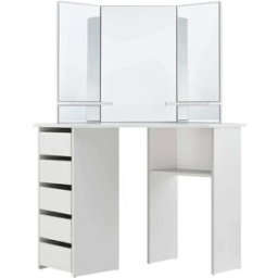 ML-Design Tocador 3 espejos, blanco, 110x141,5x54 cm, aglomerado mdf