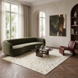 The Deco Factory Alfombra de cuero auténtico blanca y dorada 160x230