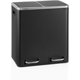 hjh OFFICE Cubo de basura de acero de 30 litros negro