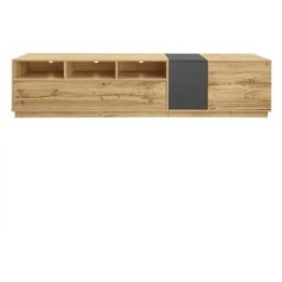 Urban Meuble Mueble de tv de diseño asimétrico con efecto madera y 3 puertas