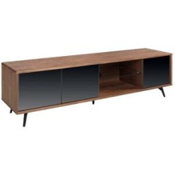 Angel Cerda Mueble tv nogal y cristal negro efecto espejo