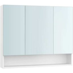 VASAGLE Armario de baño con puertas de espejo de color blanco