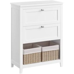 VASAGLE Mueble de baño con 2 cajones y 2 cestas de color blanco