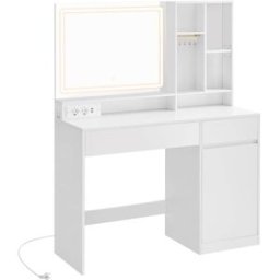 VASAGLE Tocador con luces led y cajones de color blanco