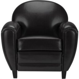 Maison Pavane Sillón negro de cuero flor recubierto