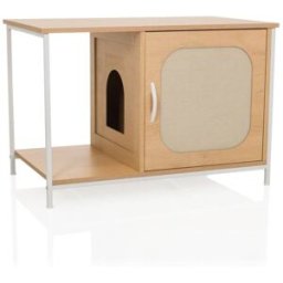hjh LIVING Casa para gatos mdf, laminado blanco/haya